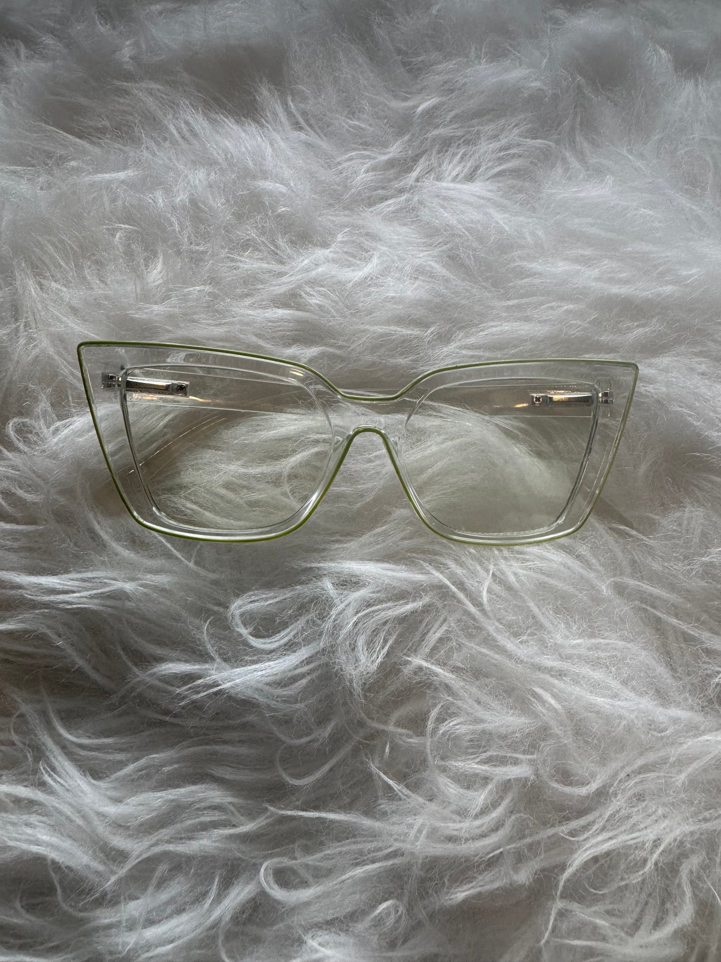 Clear/Lime Cat Eye Glasses