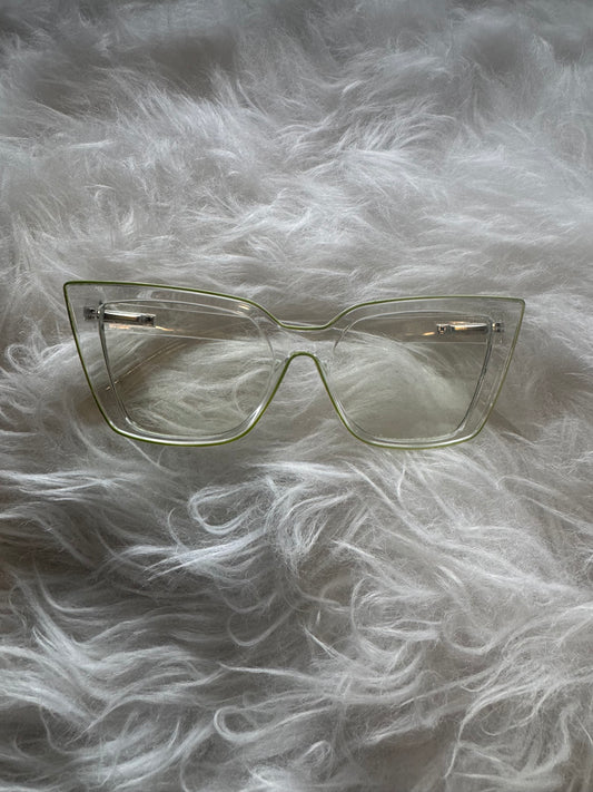 Clear/Lime Cat Eye Glasses