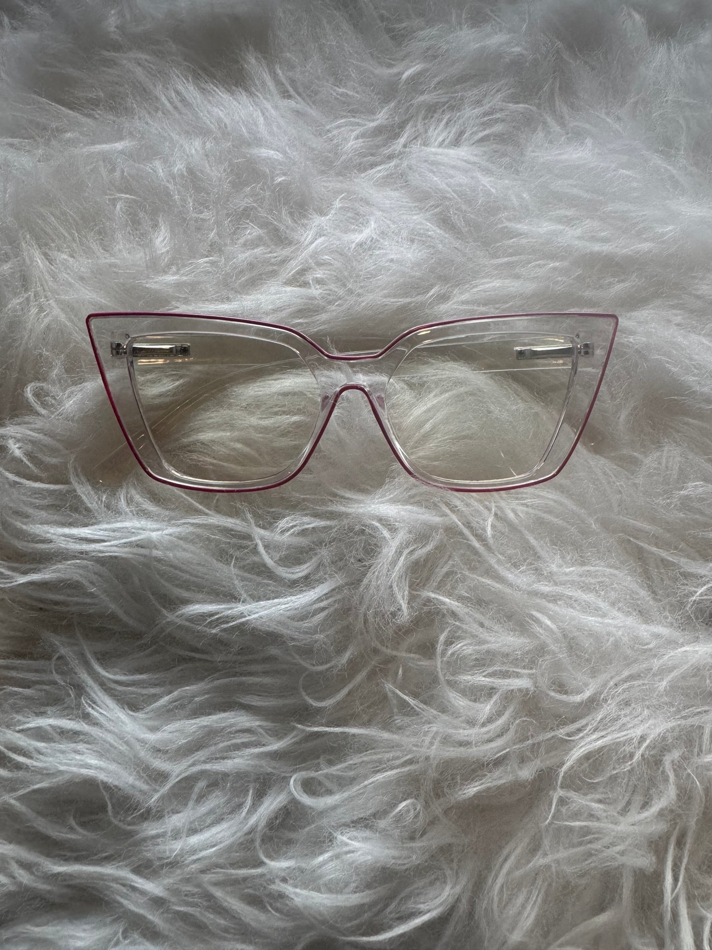 Clear/Pink Cat Eye Glasses
